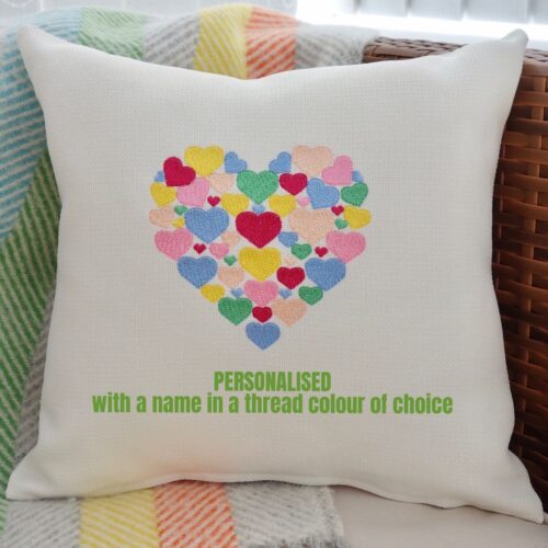 Personalised Heart Embroidered Cushion 33cm