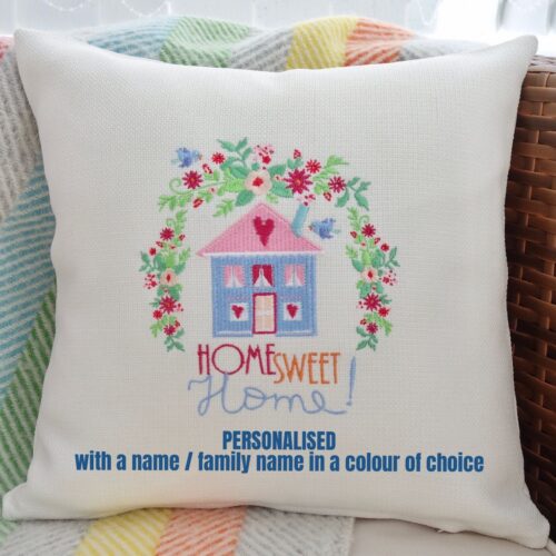 Personalised Home Embroidered Cushion 33cm