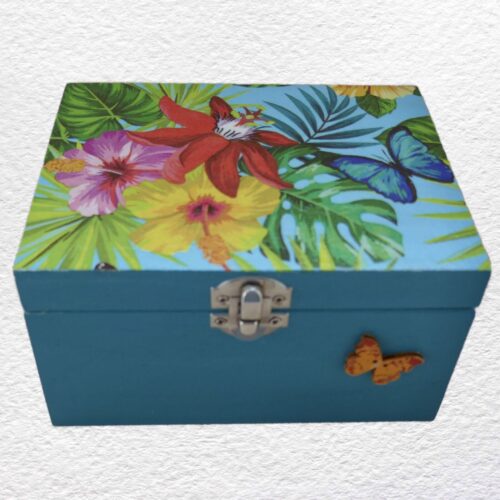 Decorative Wooden Box 16cm - Tropical