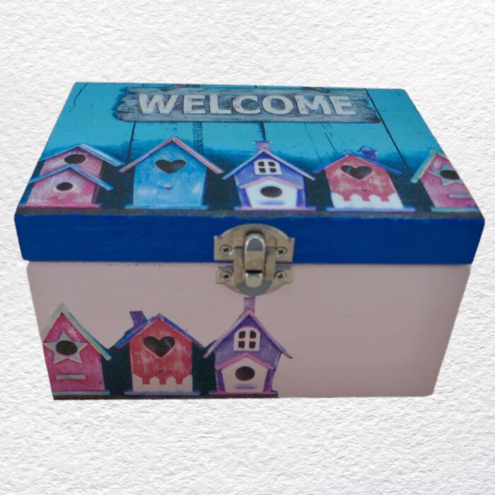 Decorative Wooden Box 16cm - Welcome