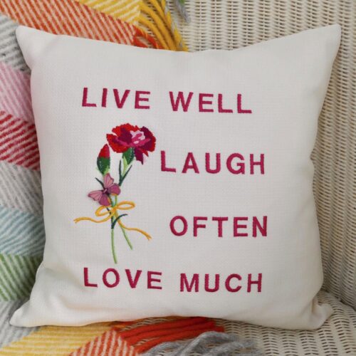 Embroidered Cushion 33cm, Laugh Often