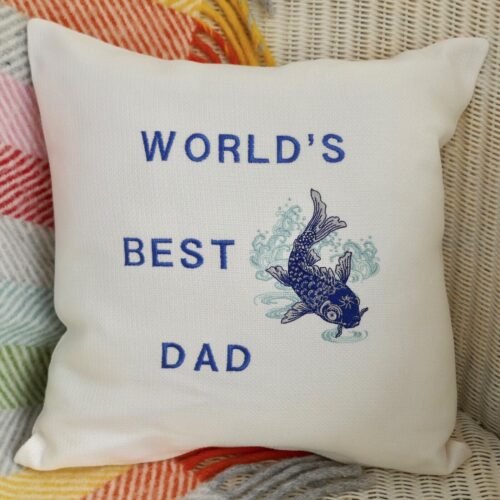 Embroidered Cushion 33cm, World’s Best Dad