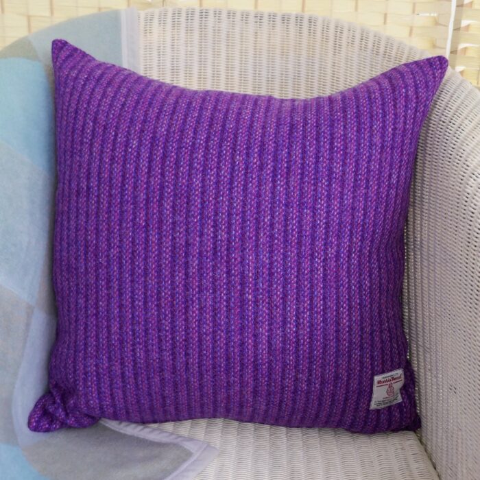 Harris Tweed Cushion 48cm, Purple Stripe
